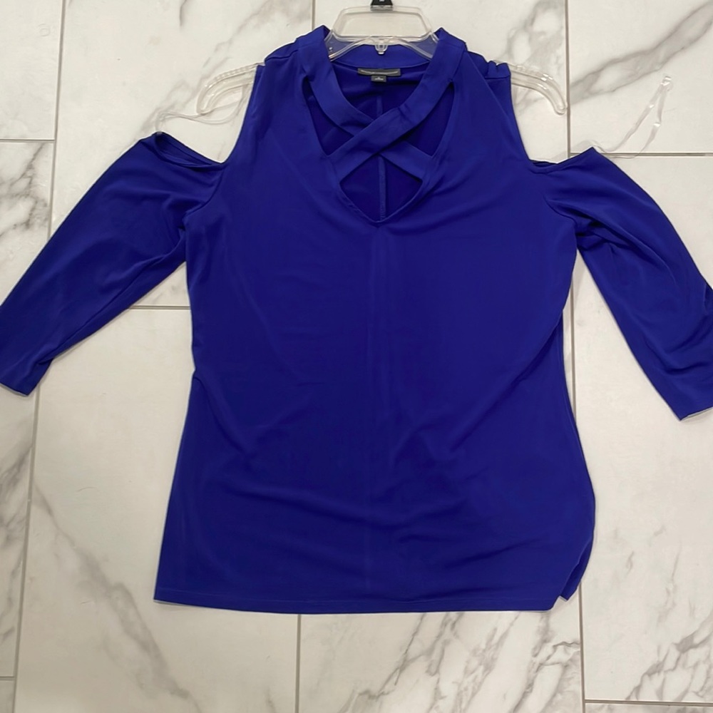 Royal blue cold shoulder top